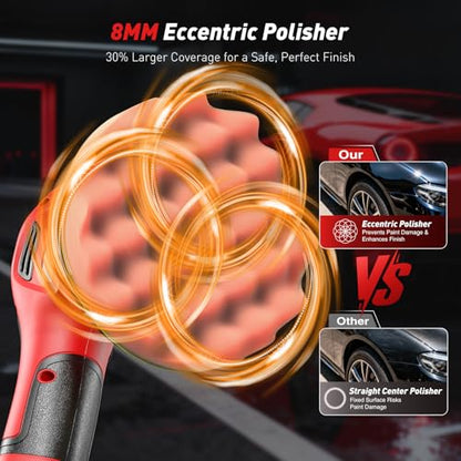 6 Inch Cordless Car Buffer Polisher With 2×4000mAh Batteries - color: Cherry Red