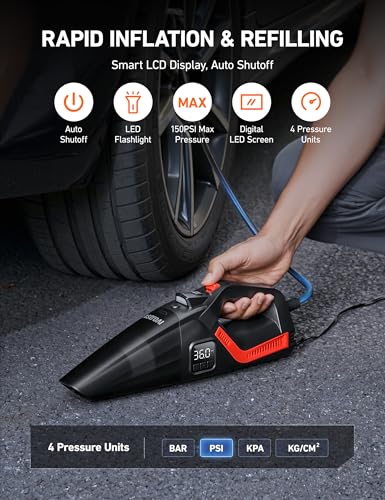 AstroAI 4-in-1 V3 12VDC 16.4FT High Power Handheld Car Vacuum&Tire Inflator