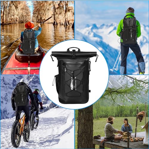 50L Waterproof Motorcycle Saddlebags and 35L Waterproof Backpack for Men and Women - Heavy Duty Roll-Top Floating Dry Bag Backpack for Kayaking, Boating