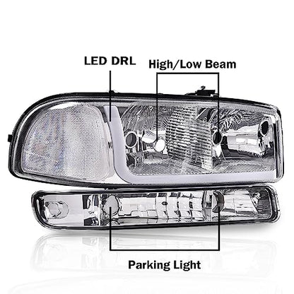 G-PLUS LED Headlights Assembly Fit GMC Sierra 1500HD 2500HD 3500 1999-2007 - size: [LED Clear] 1999-2007 Sierra