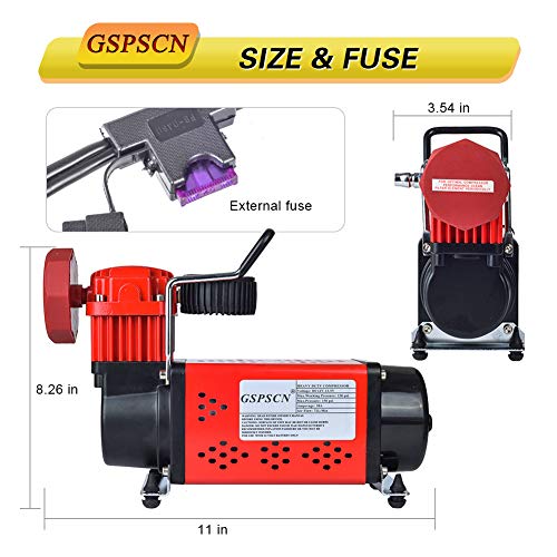 GSPSCN Heavy Duty Tire Inflator 150PSI 12V Portable Air Compressor Pump