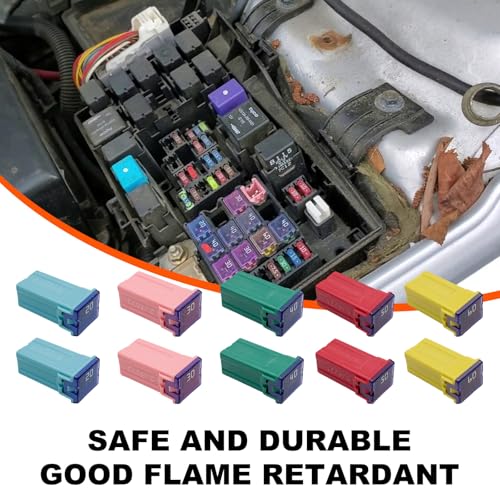 10 PCS Car Square Fuse, Vehicle Micro Cartridge Fuses, Auto Fuse Tall Profile Box Shaped Kit 20A 30A 40A 50A 60A for Car, SUV, RV, Truck and Other, Car Accessories (Tall) - color: Tall