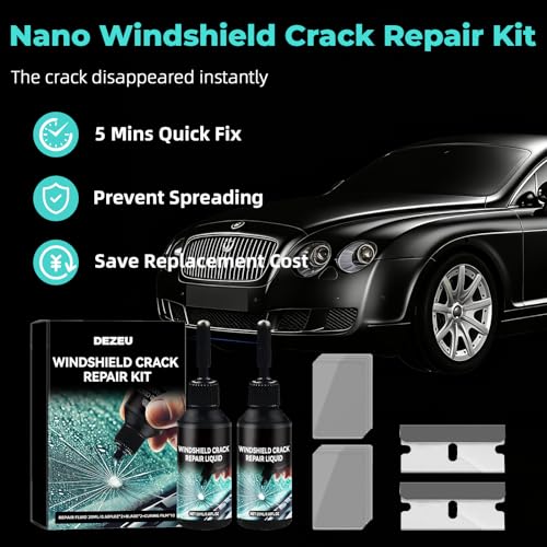 DEZEU 2026 Windshield Crack Repair Kit,Upgraded 2 Bottles Windshield Chip Repair Kit,5MinQuick-Glass Repair Liquid,Long-Lasting for Windshields, Windows, Mirrors,All Crack Types 0.68 FL OZ.