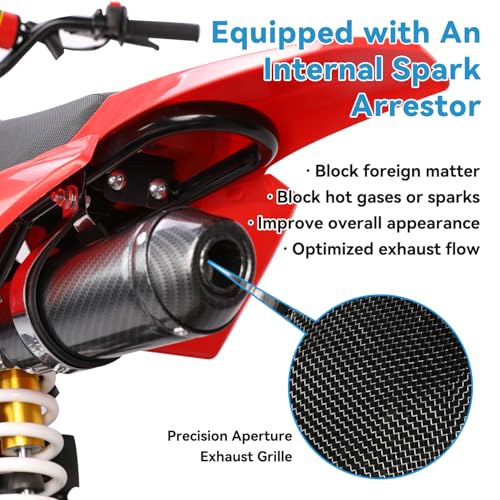 EOPOAYI 1.1 Inch Motorcycle Muffler for 125cc 110cc Dirt Bike SSR Taotao - color: Carbon Fiber Black