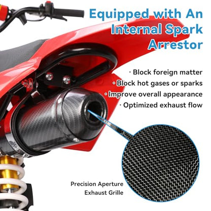 EOPOAYI 1.1 Inch Motorcycle Muffler for 125cc 110cc Dirt Bike SSR Taotao - color: Carbon Fiber Black