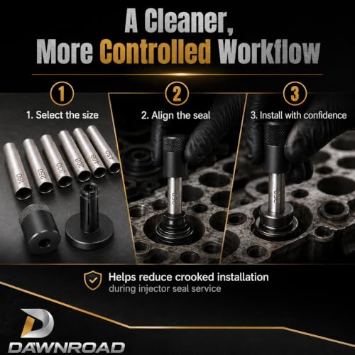 34720 Fuel Injector Seal Installer Kit, 8-Piece PTFE Seal Sizing Tool Set