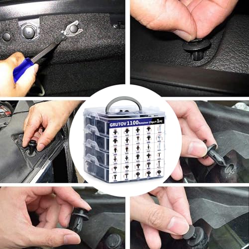 1102PCSCar Bumper Clips Automotive Push Pins Plastic Rivets Shield Retainer Clips Assortment Xmas Tree Fasteners Kit Most Common Sizes Auto Body Push Pin with Removers for Ford Honda Chrysler GM - size: 1102PCS