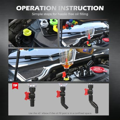 22-Piece Engine Oil Funnel Kit, Upgraded Magnetic Base, No-Spill Design - size: 22 PCS - New Version with Magnetic Funnel Base