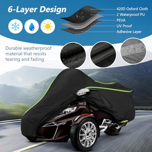 for Can-Am Spyder RT Full Cover 2010-2019, 420D Heavy Duty Waterproof Cover - size: for Can-Am Spyder RT 2010-2019