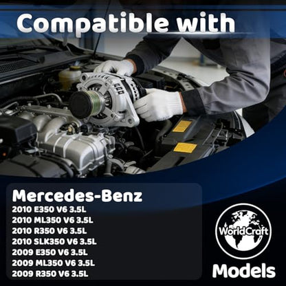 WorldCraft 12V 180A High Output Alternator for Mercedes E350 ML350 R350 SLK350 - size: 0-121-715-006