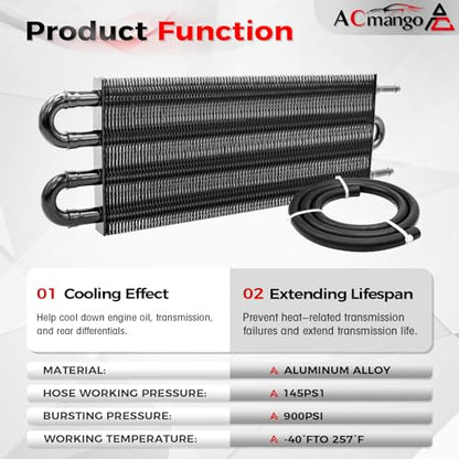 4 Pass Ultra-Cool Tube and Fin Transmission Cooler - color: Black, size: 4-pass