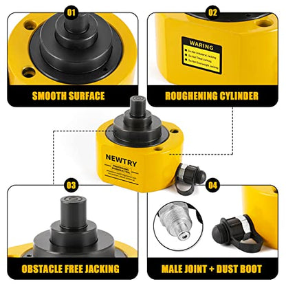 NEWTRY 50T Low Profile Hydraulic Ram Jack, 2.56" Stroke Multi-Section - size: 50T