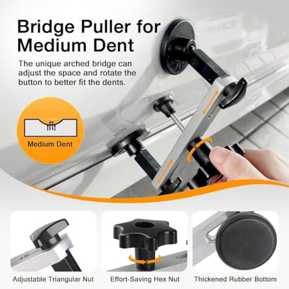 Dent Puller Kit - Paintless Dent Removal Tool with 100W Hot Glue Gun 10 Glue Sticks and 2-in-1 Slide Hammer T-Bar - for Car Body Repair Hail Damage Door Dings and Small Suction Cup - color: Black 01