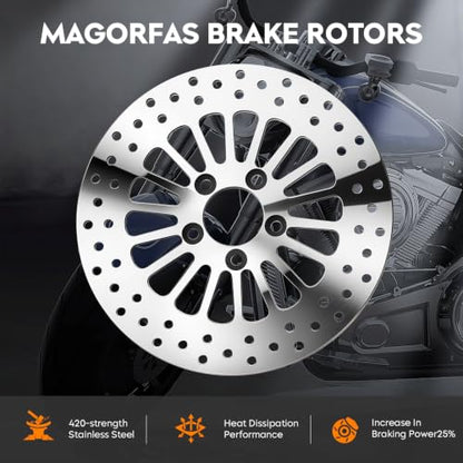 11.8" Front & Rear Brake Rotors Disc with Bolts Fit for Harley Road King/Electra Glide/Street Glide/Road Glide 2008-2022 - 2 Pc Polished - size: 1 Front 1 Rear Rotor