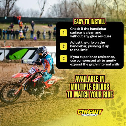 Circuit Equipment - Circuit V Motorcycle Grip - Internal Lock, Polymer and Full Diamond Texture - Black/Fluor Blue - Off-Road and Dual-Sport Use