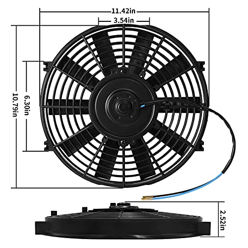 Mupera 10 Inch Electric Radiator Cooling Fan Puller 12V w/Mount Kit 2 Set - size: Straight-2Pcs X10 inch