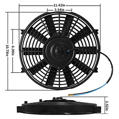 Mupera 10 Inch Electric Radiator Cooling Fan Puller 12V w/Mount Kit 2 Set - size: Straight-2Pcs X10 inch