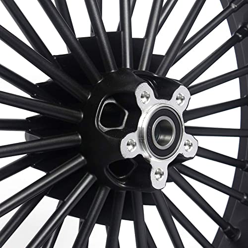 TOFR 21x3.5 18x3.5 Fat Spoke Wheels Black For Harley Touring Baggers 84-08 - color: Gloss Black, size: Front:21x3.5 Rear:18x3.5