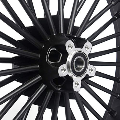 TOFR 21x3.5 18x3.5 Fat Spoke Wheels Black For Harley Touring Baggers 84-08 - color: Gloss Black, size: Front:21x3.5 Rear:18x3.5