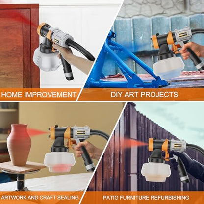 Paint Sprayer - BATAVIA 700W HVLP High Power Spray Paint Gun with 6FT Air Hose, 4 Nozzles & 3 Patterns, Paint Gun for House Painting, Furniture, Cabinets, Fence, Home Improvement