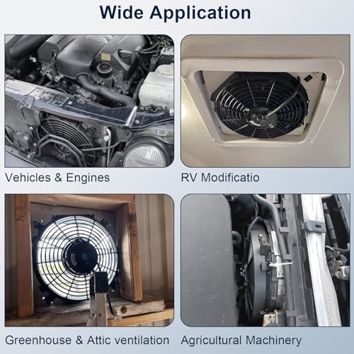 MuHize 2 Pack 7 Inch Slim Radiator Fan 12V 80W 800 CFM Cooling Fan w/Mount - size: 2Pcs-7 inch