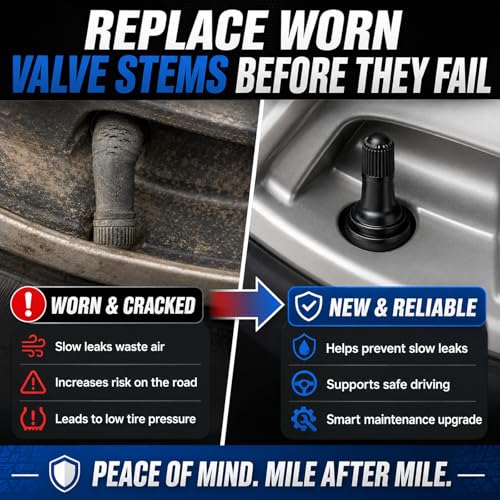 4PCS TR412 + 4PCS TR413 Tubeless Tire Valve Stems, Rubber Snap-in