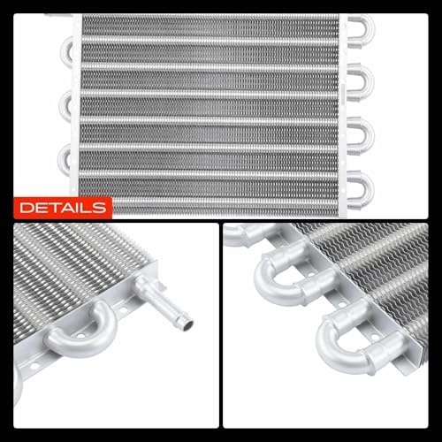 A-Premium Transmission Oil Cooler, Universal Aluminium 8 Pass Tube and Fin, Oil Cooler Kit with Hose Mounting Kit
