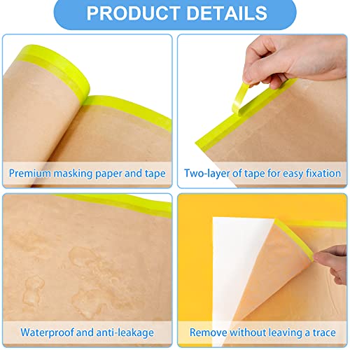MyLifeUNIT Masking Paper, Automotive Masking Paper Roll with Tape for Painting Protection Covering (1 Rolls, 12 inch x 50 feet) - size: 12 inch x 50 feet