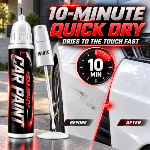 Pearl White Car Touch Up Paint Pen，Scratch & Chip Repair, for Auto & Rim - color: White