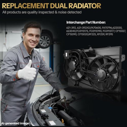 Radiator Cooling Fan Assembly for Volkswagen Beetle 2012-2019 for Volkswagen Jetta 2007-2018 for Volkswagen Golf 2010-2014 for Volkswagen Rabbit 2006-2009