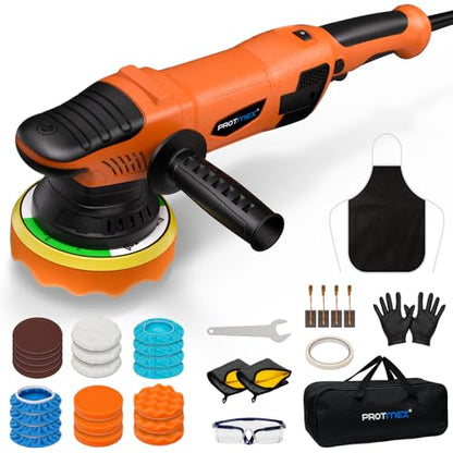 1200W 6" Rotary Buffer, 2500-6000RPM, Detach Handle, Car/Boat Sand & Wax - color: Orange & Black