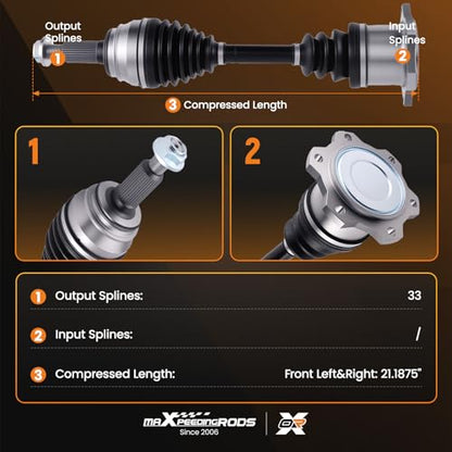 maXpeedingrods 2PCS Front Left and Right CV Axle Shaft Assembly for Chevy - size: Front Driver and Passenger Side