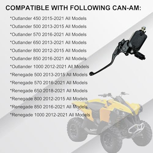 Left Front Hand Brake Master Cylinder Compatible with Can Am Outlander Renegade 450 500 570 650 800 850 1000 2012-2021 Models Part # 705600865 705601430
