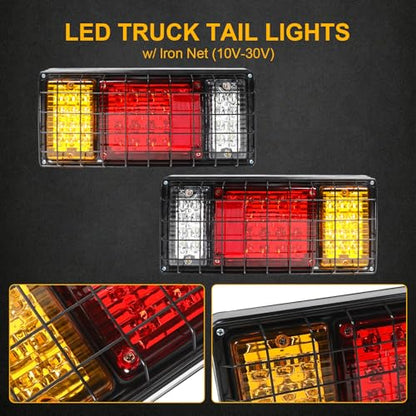 2 Pack 40 LED Trailer Tail Lights Kit with Iron Net Protection - color: Tail Lights-D