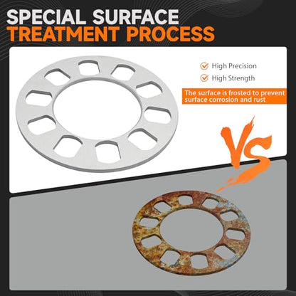 4 Pack Universal Wheel Spacers, 1/5" (5mm) Die Cast Replacement Wheel Spacer for 5 Lugs Wheels/Rims, Fits 100-120mm Multiple Bolts Pattern, 5x100, 5x108, 5x110, 5x112, 5x114.3, 5x115, 5x120 - size: 5mm-Pack of 4