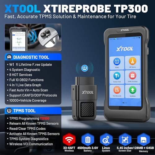 XTOOL TP300 TPMS Programming Tool, Engine ABS SRS Transmission OBD2 Scanner