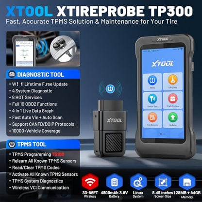 XTOOL TP300 TPMS Programming Tool, Engine ABS SRS Transmission OBD2 Scanner