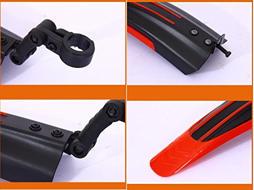 BlueSunshine Adjustable Road Mountain Bike Bicycle Cycling Tire Front/Rear Mud Guards Mudguard Fenders Set (Gray + Black) - color: Gray + Black