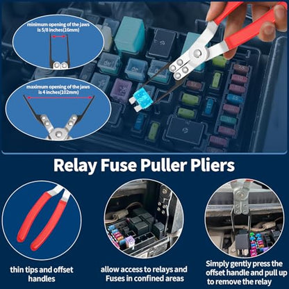257Pcs Auto Fuse Assortment Kit with Circuit Tester and Relay Puller Pliers, Micro, Mini, Standard Blade Fuses for Car Boat Truck SUV (2A 3A 5A 7.5A 10A 15A 20A 25A 30A 35A 40A)