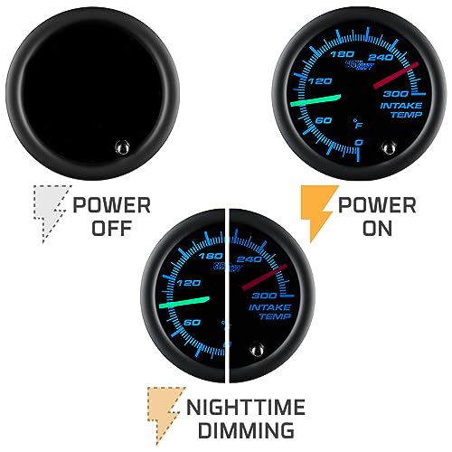 GlowShift Tinted 7 Color Dual Air Intake Temp Gauge Kit, 2-1/16" 52mm