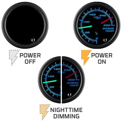 GlowShift Tinted 7 Color Dual Air Intake Temp Gauge Kit, 2-1/16" 52mm