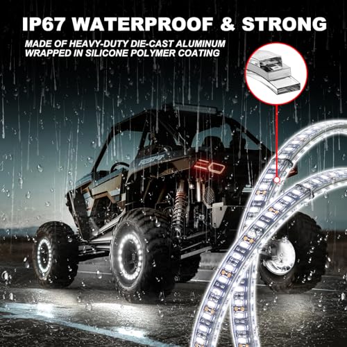 Pure White 8Pods Rock Lights & 17inch Double Row Wheel Lights Combo - size: 17inch-8pod