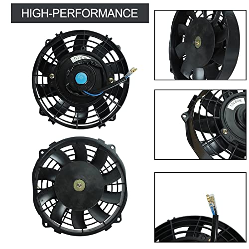 7" inch Universal Slim Fan Push Pull Electric Radiator Cooling 12V Mount Kit Black - color: Black, size: 7 Inch