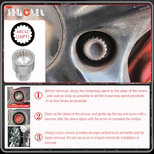 ABC-52 16Pt Outer Ring 4mm Wheel Locking Nut Key for Porsche VW - color: ABC-52 Outer ring thickness: 4mm