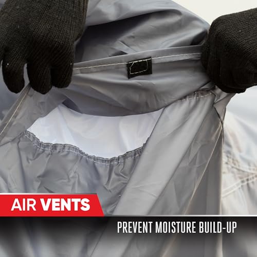 Motor Trend Motorcycle Cover Waterproof Outdoor, Heavy Duty Motorcycle Cover for Harley Davidson Cruiser Adventure Sportbikes Scooter Moped, Winter Storage UV Rain Dirt Heat Snow - 72L x 35W x 47H