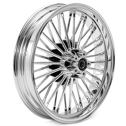 TOFR 18x3.5 18x3.5 Chrome Fat Spoke Wheels For Harley Touring Baggers 00-07 - color: Chrome, size: Front:18x3.5 Rear:18x3.5