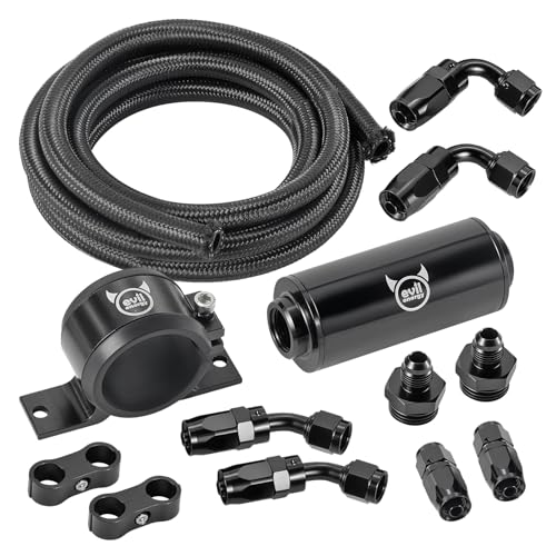 EVIL ENERGY 6AN Fuel Line Kit 10FT CPE Hose 100 Micron Filter 50mm Bracket - size: 100 Micron