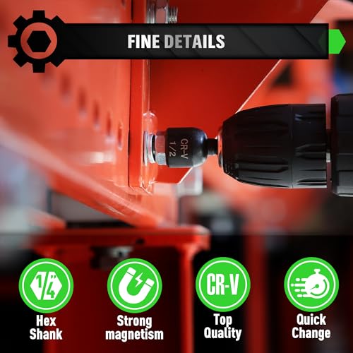 20-Piece Magnetic Nut Driver Set, Metric & SAE 1/4" Hex Shank, Drill Socket Set, Impact Driver Bit Set, Magnetic Bit Holder with Aluminum Alloy Snap Clip, Quick Change Tool - color: 20pcs 48mm Black