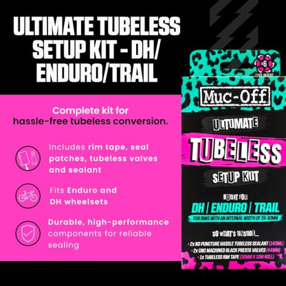 Muc-Off Ultimate Tubeless Setup Kit, DH/Plus, 35mm Tape, 44mm Valve - style: Dh Wide