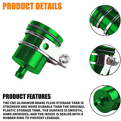Universal Motorcycle Aluminum Brake Fluid Reservoir Oil Cup Fit For Yamaha Kawasaki Honda Suzuki BMW and more (Green) - color: green